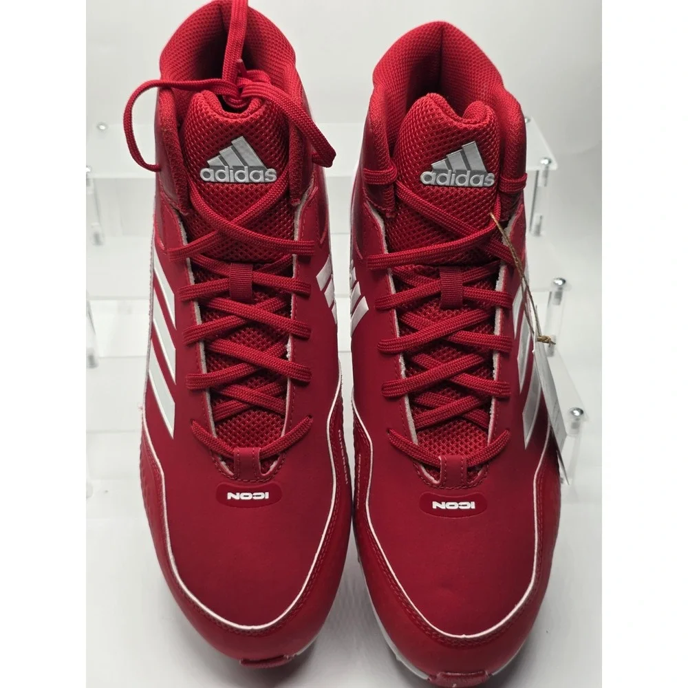 NEW Adidas Icon 7 Mid Cleats Red White Size 11.5 baseball softball mens
